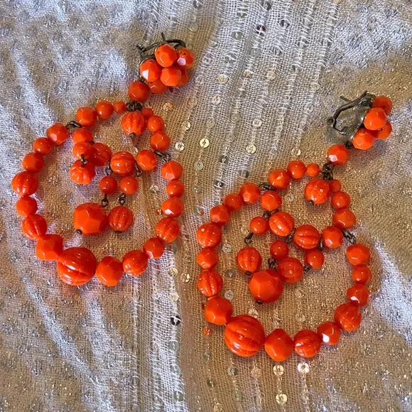 Handmade Colombian Beaded Drop Earrings | Bold Orange - Picture 2 of 4